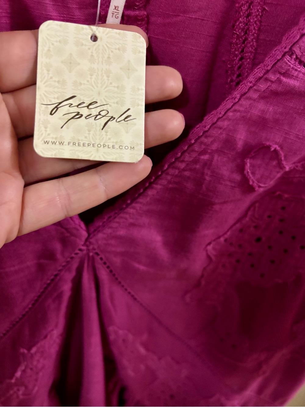 Free People Magenta Embroidered V-Neck Mini Dress - Picture 9 of 16